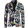 Beokeuioe Regular Fit Abiti Uomo Giacca da Uomo Tempo Libero Festa Colorato Giubbotto Stampe Funky Suit Blazer Colorato Giacca Giacca Uomo Con Bottoni Smoking Giacca Uomo, Nero , M