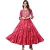 ishin Kurta Anarkali da donna in rayon viscosa impreziosito, rosa, L