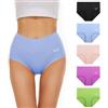 TANSTC Mutande Donna Cotone Vita Alta Slip Traspirante Culotte Comode Elasticizzato Intimo, Colori tenui, Pacco da 5, 3XL