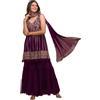 Xomantic Fashion Zariwork - Abito da donna in georgette, modello Sharara, colore: viola
