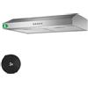 TopStrong Cappa aspirante 60cm sottopiano, cappa aspirante 60cm aria circolante/aria di scarico 201 m³/h, cappa cucina aspirante con filtro a carboni attivi CF-D, inox, 3 gradini