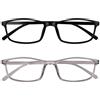 URAQT Occhiali Vista Uomo Rettangolari, 2 Pacco Occhiali Da Vista Grande per Uomo Danna, Occhiali Alla Moda, Antisabbia, Decorativi(Grigio, Nero)
