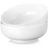 MALACASA Set di 2 Ciotole in Porcellana 3400 ml, φ 25,4 x 10 cm Ciotole per Cereali e Zuppa, Pasta e Frutta, Insalatiere Bianche, Adatto al Microonde e Lavastoviglie