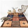 QJDTZMD Tappeti Da Salotto Tappeti Camera Da Letto Patchwork quadrato geometrico in marrone blu vintage, rettangolare, 70x100 cm Modern Home Decor Antiscivolo Lavabile Tappeti