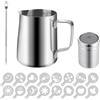 Lauviomify Bricco per Latte in Acciaio Inox da 350 ml, brocca per la schiuma del latte con scala di misurazione e accessori per la latte art, per cappuccino, latte