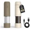 LARS NYSØM Macina Sale e Pepe Elettrico Set da 2, Ricaricabile USB-C, Macinapepe Automatico con Macinatura Regolabile, Macinino in Ceramica, Luce LED, Riempibile (Brown/Beige)