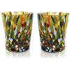 MAZZEGA ART & DESIGN - 2 Bicchieri Tumbler Classic in Vetro Soffiati e Lavorati a Mano con Murrine di Murano, linea "I Colori di Murano" 350 ml. Made in Italy (VERDE, 2)