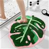 Dermalyx Monstera Blatt Tappetino Da Bagno, Tappeto Antiscivolo Per Stanza Da Bagno, Morbido Zerbino A Forma Di Palma, Lavabile In Lavatrice, Tappeto Verde Rosa Con Motiv