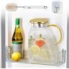 QINGZY 1,8L/63oz Brocca d'acqua in Vetro, Caraffa di Vetro Borosilicato Alto, Caraffa d'acqua in Vetro per Tè Ghiacciata, Caraffa di VEtro per ACqua con Tappo, Brocca ACqua VETro per Porta del Frigorifero