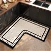 Treer Tappeto Cucina Antiscivolo Lavabile, Tappeto per Cucina in Diatomite Tappeti Runner Moderni Forma a L Tappetino Assorbente per Ingresso Bagno (Rombo retrò,160x160x45cm)
