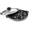 SRIYUG Padella antiaderente Appam con coperchio in acciaio inox, 16,5 x 15,2 x 3,8 cm