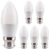 BAOMING C37 Lampadina LED dimmerabile a baionetta B22, 5 W (40 W uguali), 2700 K luce calda, copertura in PC lattiginoso, confezione da 6, bianco caldo