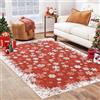 Garvee Tappeto Natalizio per Camera da Letto, Rosso 60x180 cm, Tappeto Moderno Lavabile con Fiocchi di Neve, Antiscivolo, Morbido e Resistente alle Macchie per Soggiorno, Sala da Pranzo, Aula