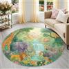 Generic Tappeto rotondo con animali della giungla, antiscivolo, verde, giraffa, scimmia, fenicottero, lavabile, stampato, a pelo corto, 80 cm, morbido, per camera da letto, soggiorno, cameretta dei bambini