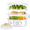 Aigostar Vaporiera Elettrica 12L - 3 Cestelli Indipendenti, 900W, Bianco