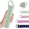 Exllena Borraccia Termica Piccola 300ml con Manico Regolabile- Mini Borraccia Termica con Coperchio in Acciaio Inox - Design Compatto e Portatile - Ideale per Sport, Viaggi e Bambini(Mentha)
