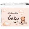 Moosono Libro per baby shower, album dei desideri per baby shower con penna, libro da firmare per baby shower, libro di consigli sui giochi per baby shower, album fotografico per bambini (orso marrone)