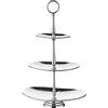 EDZARD Alzatina Gulf a 3 piani, ovale, in acciaio inox martellato lucidato a specchio, altezza 49 cm
