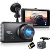 Miden 4K+1K Doppia Dashcam,Scheda SD 64G,2160P+1080P UHD Telecamera per Auto,Dash Cam Auto IPS 3.2" con Grandangolo di 336°,G-Sensor,Visione Notturna,WDR,Monitor di Parcheggio,Registrazione in Loop