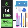 LL TRADER Batteria per iPhone 14, 3800mAh e Kit di Riparazione