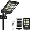 CREATESTAR Lampione Solare Led Esterno 400W, IP66 Impermeabile Faretto Stradale 6500K Lampada Stradale Solare con Sensore di Movimento Telecomando, Faro led esterno per Garage Terrazza Giardino Strada