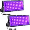 CREATESTAR LED Luce Nera 50W, Faro UV LED IP65 Impermeabile Faretto con 1,5m Spina, Lampada per Discoteca Festa Glow Acquario Bar Poster Fluorescente Halloween (2)