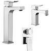 Jacuzzi Miscelatore lavabo alto + bidet + incasso doccia con deviatore Jacuzzi | rubinetteria Tank ottone cromato per piletta click clack