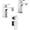 Jacuzzi Set miscelatori lavabo + bidet + incasso doccia con deviatore Jacuzzi | rubinetteria Tank ottone cromato per piletta click clack