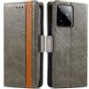 Generico DayQiQiPu Cover per Realme GT 7/7T (6,78 Pollici) Custodia in pelle PU con Patchwork Guscio Protettiva Anti-Skimming Custodia Portafoglio Flip Caso Business, Grigio