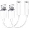 Beamingnet 2 Pack Adattatore Cuffie iPhone [Certificato Apple MFi] - Lightning to Jack 3.5mm per Caschi Aux Audio - Cavo Jack Accessori Kompatibel mit iPhone 14/13/12/11/Xs/XR/X/8/7 für Alle iOS