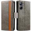 Generico DayQiQiPu Cover per Realme 10 Pro (6,72 Pollici) Custodia in pelle PU con Patchwork Guscio Protettiva Anti-Skimming Custodia Portafoglio Flip Caso Business, Grigio