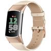 Niboow Pelle Morbida Cinturino per Fitbit Charge 6/Charge 5 (Bianco)