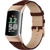 Niboow Pelle Morbida Cinturino per Fitbit Charge 6/Charge 5 (Marrone)