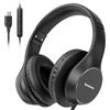 Bywulanda Cuffie over-ear cablate USB C, cuffie stereo con microfono, controllo del volume, comode cuffie pieghevoli per iPhone 15/16/17, Samsung, laptop, tablet, viaggi (nero)