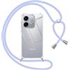 Pnakqil Cover per Honor 600 Lite 5G con Cordino, Trasparente Custodia con Laccio Tracolla Cellulare Girocollo Collana Protettiva per Honor 600 Lite 6,6, Viola