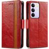 Generico DayQiQiPu Cover per Realme 14x (6,67 Pollici) Custodia in pelle PU con Patchwork Guscio Protettiva Anti-Skimming Custodia Portafoglio Flip Caso Business, Rosso
