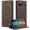 Ottcooed Cover per Samsung Galaxy S10 Plus Custodia, Cover Pellicola a Libro Portafoglio in Pelle Porta Carte Protettiva Slot per Scheda Flip Case Wallet Case Con Galaxy S10 Plus, Caffè