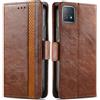 Generico DayQiQiPu Cover per Realme 8/8 Pro (6,4 Pollici) Custodia in pelle PU con Patchwork Guscio Protettiva Anti-Skimming Custodia Portafoglio Flip Caso Business, Marrone