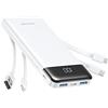 Charmast Power Bank 10000mAh con Cavi Integrati,Caricatore Portatile USB C 5V/3A Powerbank LED Display con 6 Uscite e 3 ingressi per iPhone Huawei Xiaomi (bianco)