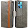 Generico DayQiQiPu Cover per Realme Narzo 50 Pro (6,4 Pollici) Custodia in pelle PU con Patchwork Guscio Protettiva Anti-Skimming Custodia Portafoglio Flip Caso Business, Grigio