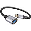 Werkybay Adattatore USB-C Spina a USB-A Presa 0.5m, 5Gbps Tipo C Maschio a USB A Femmina, OTG Cavo Prolunga da 50cm Compatibile con i-Phone 17/16/15, i-Pad Pro, MacBook-Pro/Air,Galaxy-S24/23, P70 ecc.