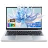 LONGEVINCE PC Portatile 14 Pollici, Notebook Full HD 1920x1080, Celeron J4105, Win11 pro, Computer Portatile Leggero e Sottile, Tastiera Italiana, Mini HDMI, Mouse Wireless (Argento, 8GB+256GB)