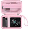Elonbo Custodia per Panasonic Lumix LX10/ LX100/ ZS60/ ZS70/ ZS80/ ZS200/ ZS100 4K fotocamera digitale, Vlogg fotocamera da viaggio custodia, tasca a rete adatta caricabatteria. Rosa