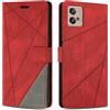 SONWO Cover per Moto G32, Flip Caso in PU Pelle Case Cover Custodia con Slot per Schede e Supporto Stand per Moto G32, Rosso