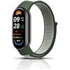 PaceBid Nylon Cinturino per Xiaomi Smart Band 10/Band9/Band8, Sostitutivo Sportivo Elastico Traspirante Adesivo Magico Donne Uomini Bracciale in Ricambio per Xiaomi Mi Band 10/Band9/Band8 (Verde)