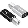 AYHYHLJZJ 2 adattatori da USB B a USB C, da tipo C femmina a USB B a USB C, supporta la sincronizzazione dei dati, adatti per stampanti, videogiochi, laptop e altri dispositivi di tipo C (nero, argento)