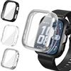 iVoler 3 Pezzi Clear Cover con Pellicola Protettiva per Huawei Watch Fit 5 Pro, Copertura Completa Custodia Anti-Graffio Ultra Sottile Morbida TPU Case, Trasparente + Nero + Argento
