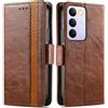 Generico DayQiQiPu Cover per Realme 14x (6,67 Pollici) Custodia in pelle PU con Patchwork Guscio Protettiva Anti-Skimming Custodia Portafoglio Flip Caso Business, Marrone
