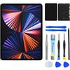 NB+ Vetro frontale LCD e digitalizzatore per touch screen di ricambio per iPad Pro 12.9 pollici 5ª generazione 2021 6ª generazione 2022 A2379 A2436 A2437 A2461 A2764, colore: Nero, con strumenti