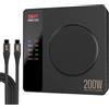 ISDT Power 200 Serie, Caricabatterie da 200W, con 4 USB + 1 Caricatore Senza Fili, USB C APP, display LCD PD 3.1, Caricabatterie Rapido compatibile con iPhone, iPad, MacBook, ecc. (Power 200X)